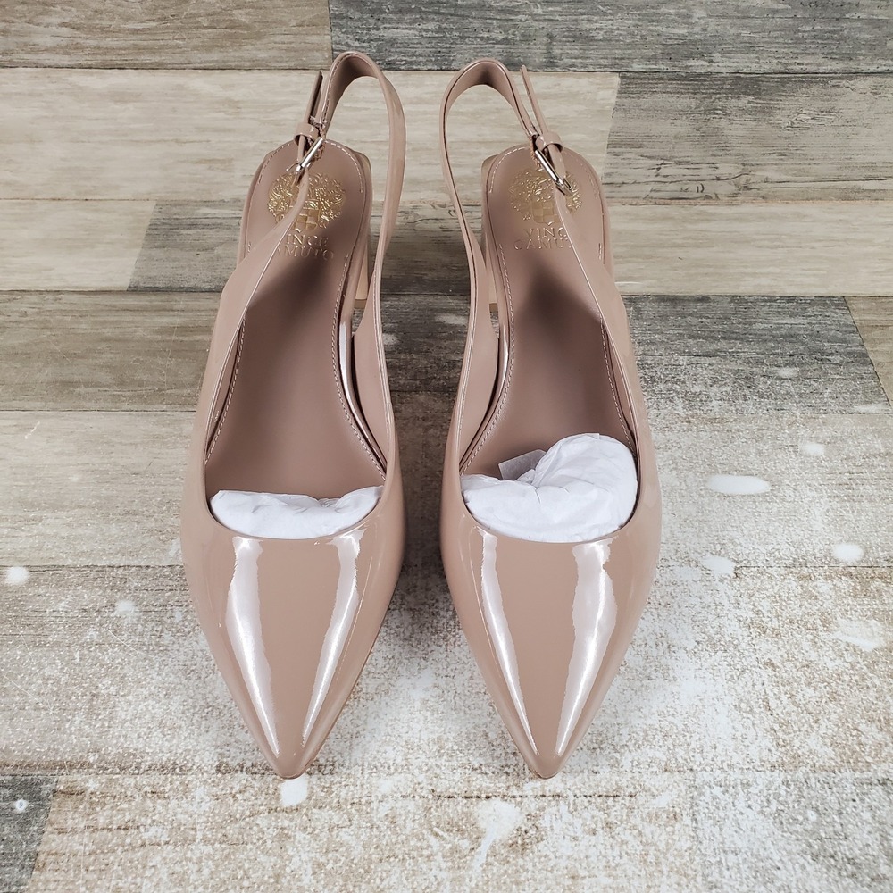Vince Camuto Hamden Womens Pumps 11 M Brown Patent Leather Pointed Toe Slingback - Picture 2 of 12